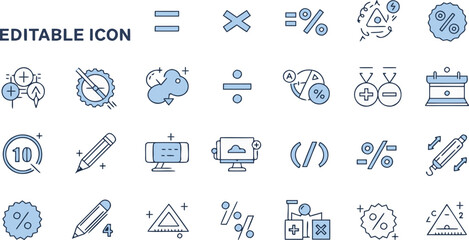 Fototapeta premium Modern math and finance icons for business presentations, education, and digital design projects