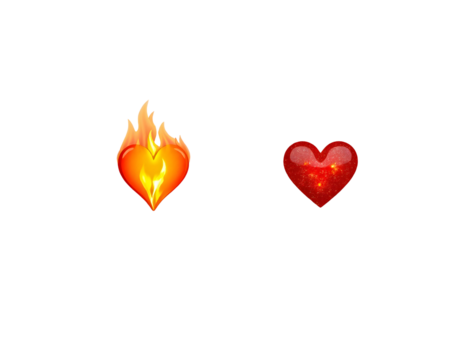 Fiery Heart and Sparkling Heart Emojis