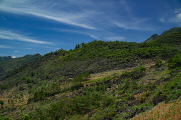 The road winds through the mountain, revealing a scenic landscape where nature meets the sky,...