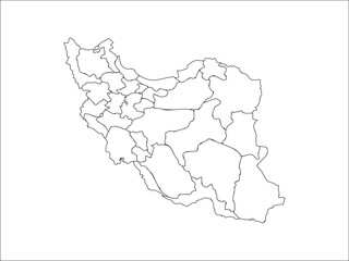 Iran map with regions on white background

