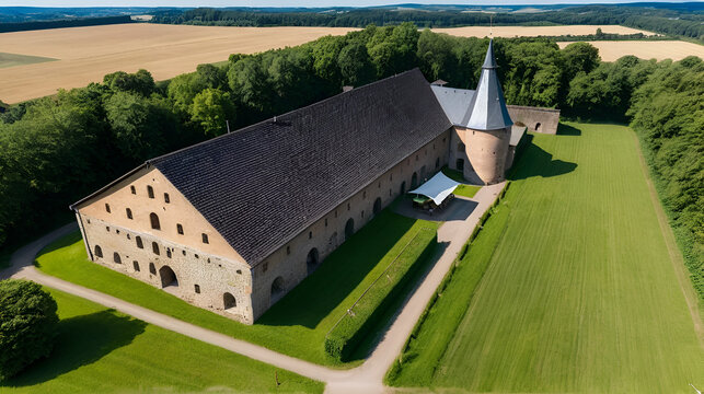 Drone View Rinteln Ratskeller: Aerial Photography of Historic German Cellar