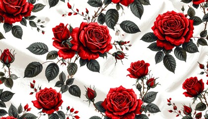Floral pattern of red roses