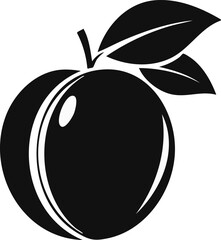Apricot Fruit Vector Logo in Minimalist Black and White, Ideal for Modern Branding and Visual Identity
