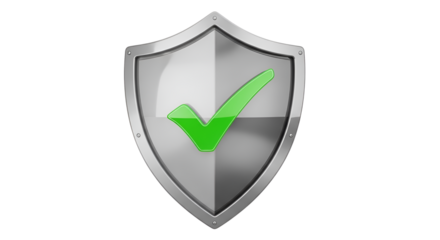 Shield with green checkmark icon isolated PNG with Transparent Background