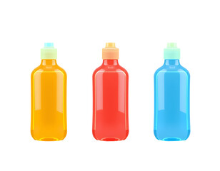 Colorful Bottles on Transparent Background
