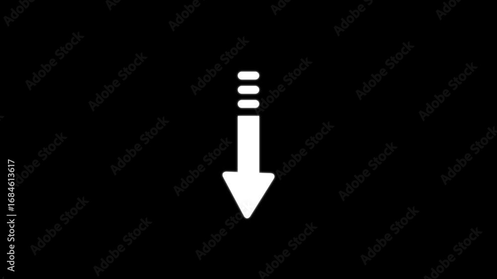 Poster down arrow icon animation. up to down rendering concept. white color arrow symbol icon. traffic dire