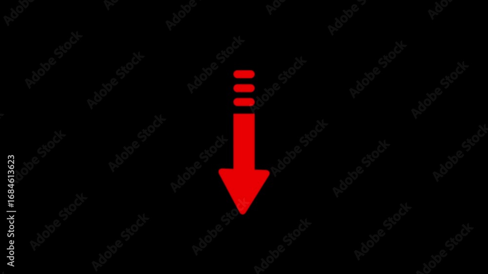Aufkleber down arrow icon animation. up to down rendering concept. red color arrow symbol icon. traffic direct