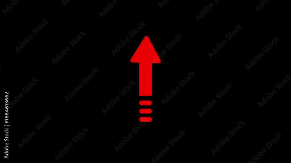 Poster up arrow icon animation. down to up rendering concept. red color arrow symbol icon. traffic directio