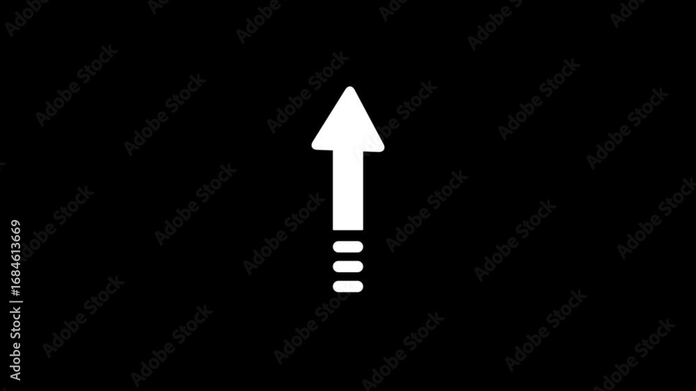 Aufkleber up arrow icon animation. down to up rendering concept. white color arrow symbol icon. traffic direct