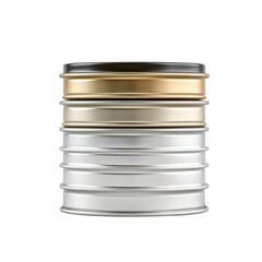 Obraz premium Stacked Metal Tins in Gold and Silver Colors