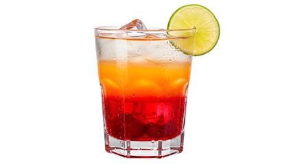 Colorful layered cocktail with lime isolated PNG with Transparent Background