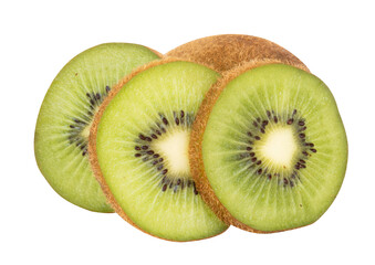 cut of kiwi isolated on white background