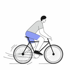Obraz premium Vector art of a man riding a bicycle, enjoying the freedom and exercise of cycling in a simple and clean illustration