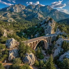 Scenic mountain valley bridge