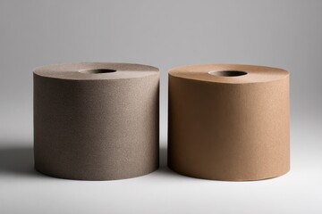 Toilette Paper. Conceptual Contrast of Full and Empty Rolls in a Bathroom Setting