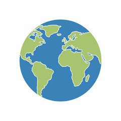 Obraz premium Stylized graphic icon of the world globe, representing global connection, international community, travel, and environmental awareness