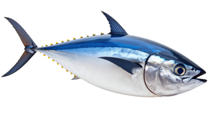 High-Resolution Bluefin Tuna Fish on White Background for Seafood or Marine Concepts