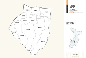 대구광역시 남구 행정구역 윤곽선 지도