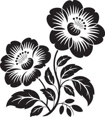 Black and white flowers silhouette vector illustrations | Premium Vector