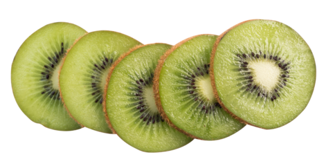 slice of kiwi fruit on white background. shot with high angle view