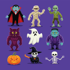 Cartoon Halloween Monster Collection Set © Aryasakti