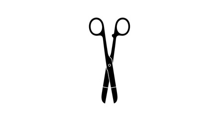 black surgical scissors, medical instrument, sharp blades, precision cutting, healthcare equipment, sterile tool, icon design, simple graphic, medical supplies