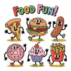 Fototapeta premium fast food icons set burger Pizza, donuts, fries
