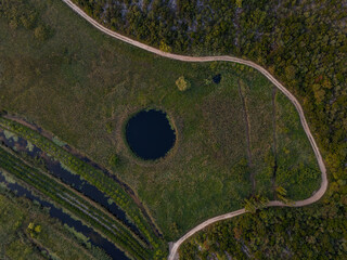 Aerial view of the Neretva delta valley river near Ploce, South Dalmatia, Croatia. 