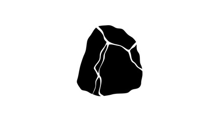 cracked rock, stone, silhouette, black, geology, minimalist, nature, simple, solid, icon, graphic, design element, illustration