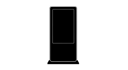 digital signage kiosk modern, black, touchscreen display stand for retail, business, and advertising
