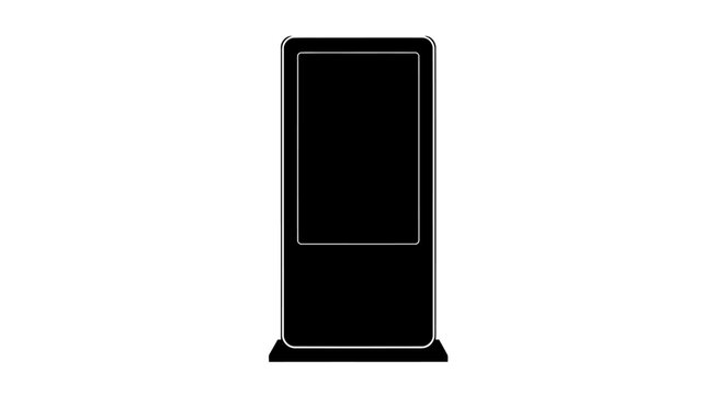 digital signage kiosk modern, black, touchscreen display stand for retail, business, and advertising