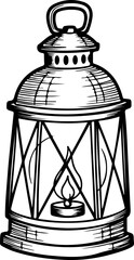 old fashioned lantern sketch vector illustration