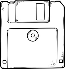 Floppy disk sketch vector illustration