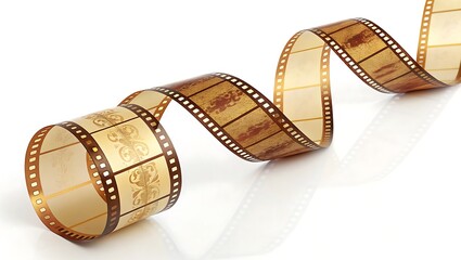 a coiled strip of vintage film with intricate patterns visible