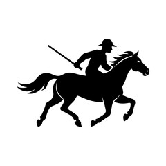 Jockey riding horseback race sport equine silhouette vector illustration