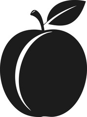 Plum Fruit Vector Logo in Minimalist Black and White, Ideal for Modern Branding and Visual Identity
