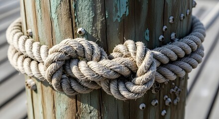 Rope Tied on Wooden Post