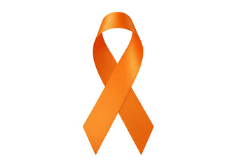 An orange awareness ribbon is displayed against a black background.