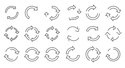 Set of circular arrows indicating cycle, rotation, recurrence, or process.