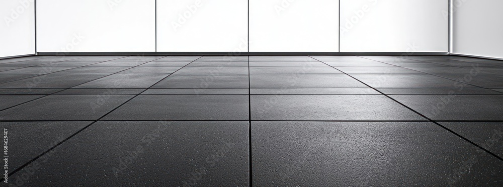 Poster geometric black and white floor with angular lines and dotted detail