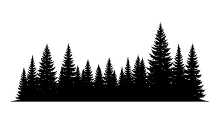 Obraz premium majestic evergreen forest silhouette, pine trees, woodland, nature, dark trees, coniferous forest, graphic design element, winter, christmas