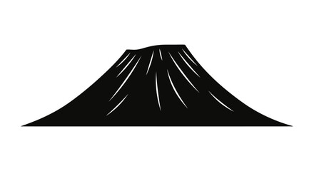 majestic volcanic mountain peak, black silhouette icon, nature illustration, simple graphic, dramatic landscape