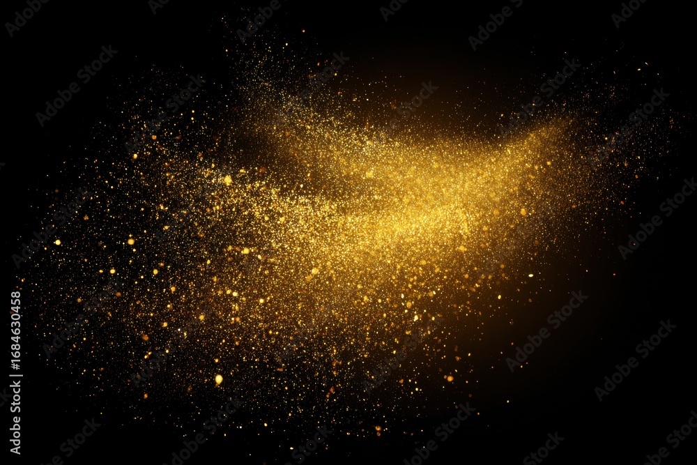 Aufkleber golden dust sparkles across a dark background, creating an enchanting explosion of shimmering light 