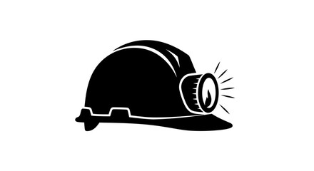 miners helmet with lamp, mining industry, safety equipment, coal mine, hard hat, work safety, black silhouette, icon, miner, mining, headlamp, light, darkness, coal, underground