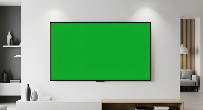 green screen tv modern living room blank display