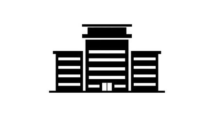 modern office building icon, minimalist corporate structure, business center, commercial real estate, cityscape, urban architecture, simple design, black and white, building facade