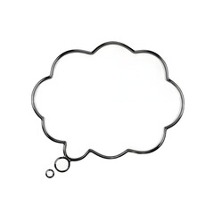 A blank thought bubble with a metallic border, isolated on a transparent background, representing ideas, imagination, and communication, perfect for design projects
