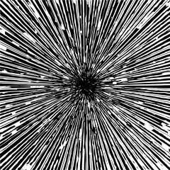 Fototapeta premium Black and white radial burst pattern with lines emanating from a central point of darkness art design