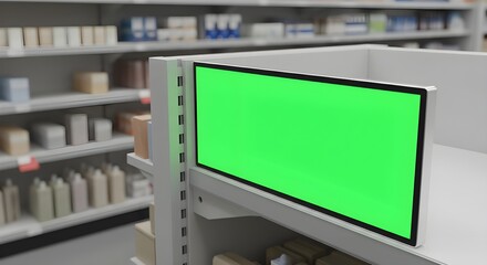 green screen digital display in retail store aisle