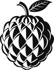 Cherimoya Fruit Vector Logo in Black and White Minimalist Style, Perfect for Modern Branding and Identity Design
